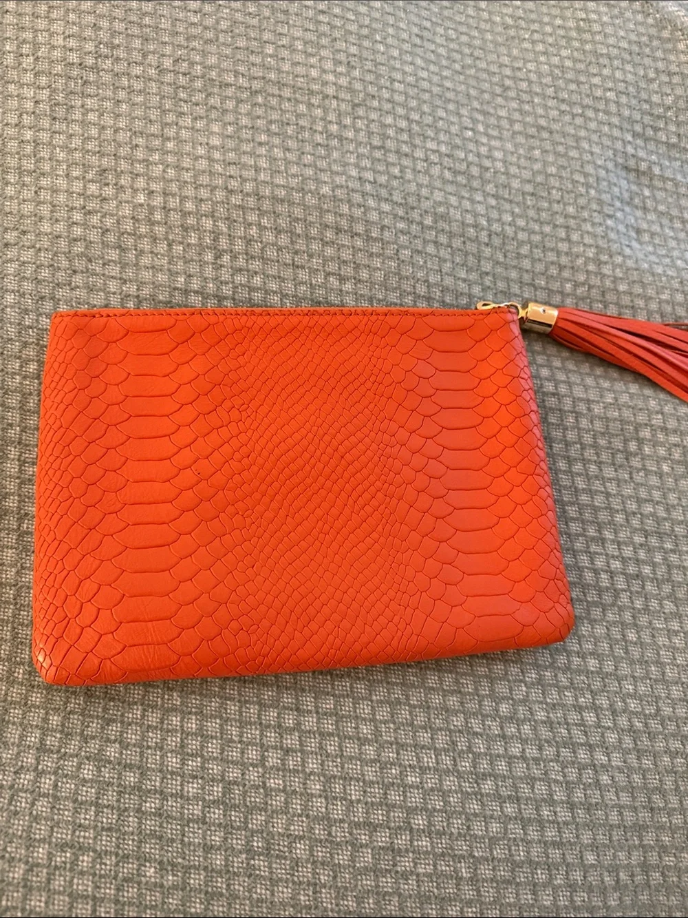 GiGi New York Uber Clutch Orange Python-Texture w/ Tassel